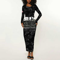 African American Heroes Long Sleeve Bodycon Dress Six Triple Eight - Camo Style