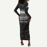 African American Heroes Long Sleeve Bodycon Dress Six Triple Eight - Camo Style