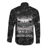African American Heroes Long Sleeve Button Shirt Six Triple Eight - Camo Style