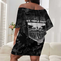 African American Heroes Off Shoulder Short Dress Six Triple Eight - Camo Style