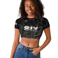 African American Heroes Raglan Cropped T shirt Six Triple Eight - Camo Style