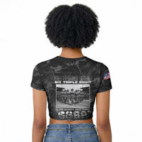 African American Heroes Raglan Cropped T shirt Six Triple Eight - Camo Style