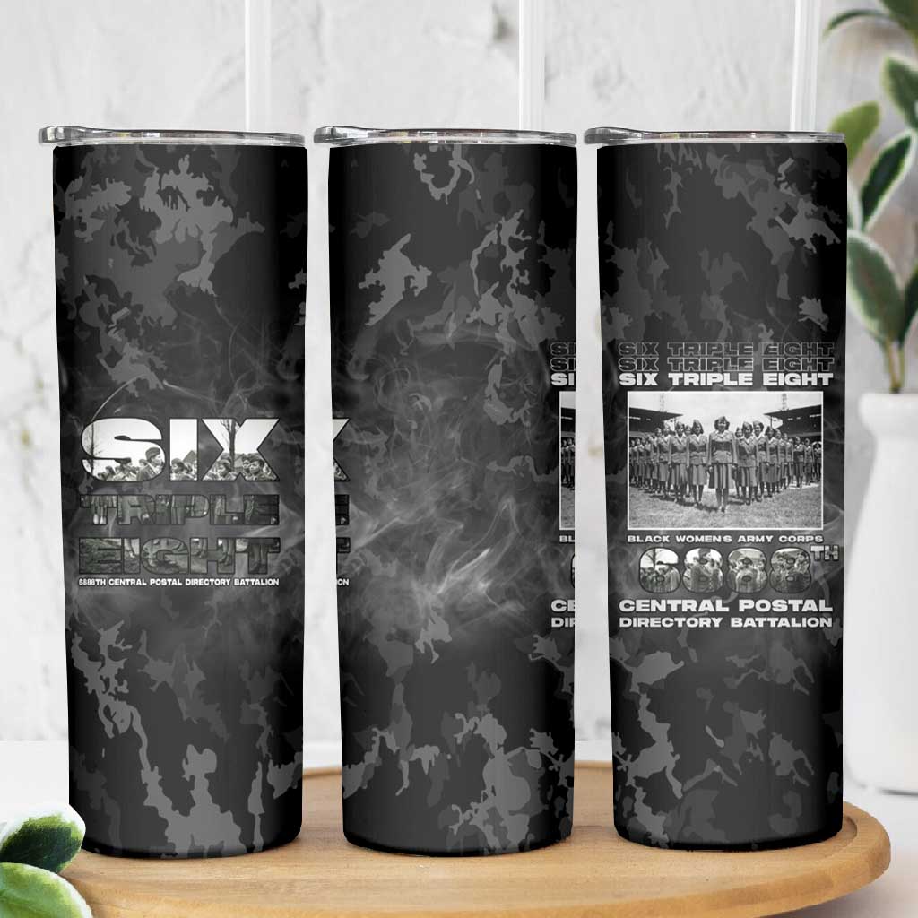 African American Heroes Skinny Tumbler Six Triple Eight - Camo Style