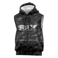 African American Heroes Sleeveless Zip Hoodie Six Triple Eight - Camo Style