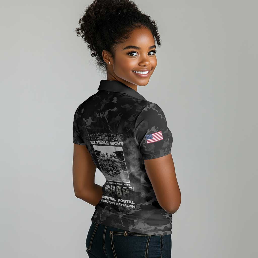 African American Heroes Women Polo Shirt Six Triple Eight - Camo Style