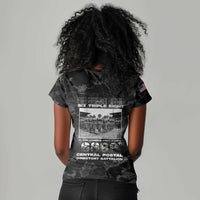 African American Heroes Women V-Neck T-Shirt Six Triple Eight - Camo Style