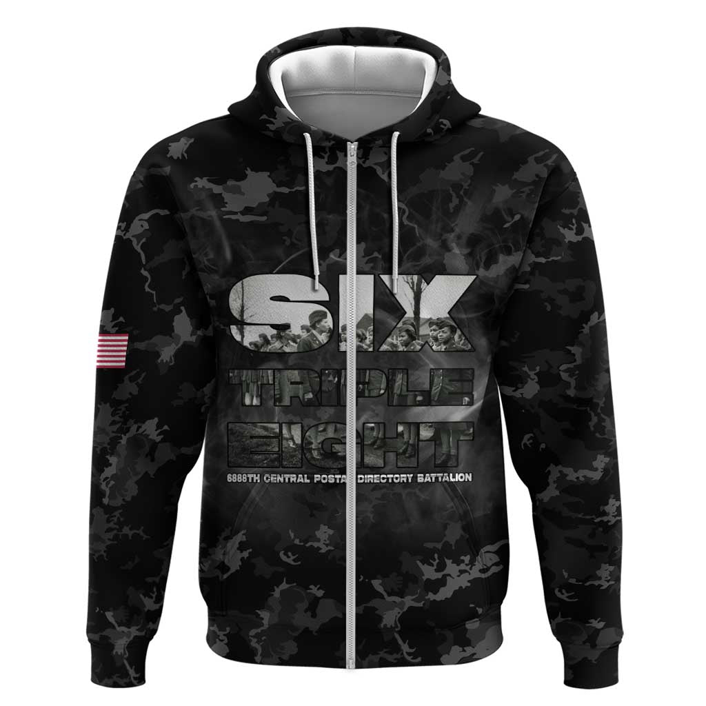 African American Heroes Zip Hoodie Six Triple Eight - Camo Style