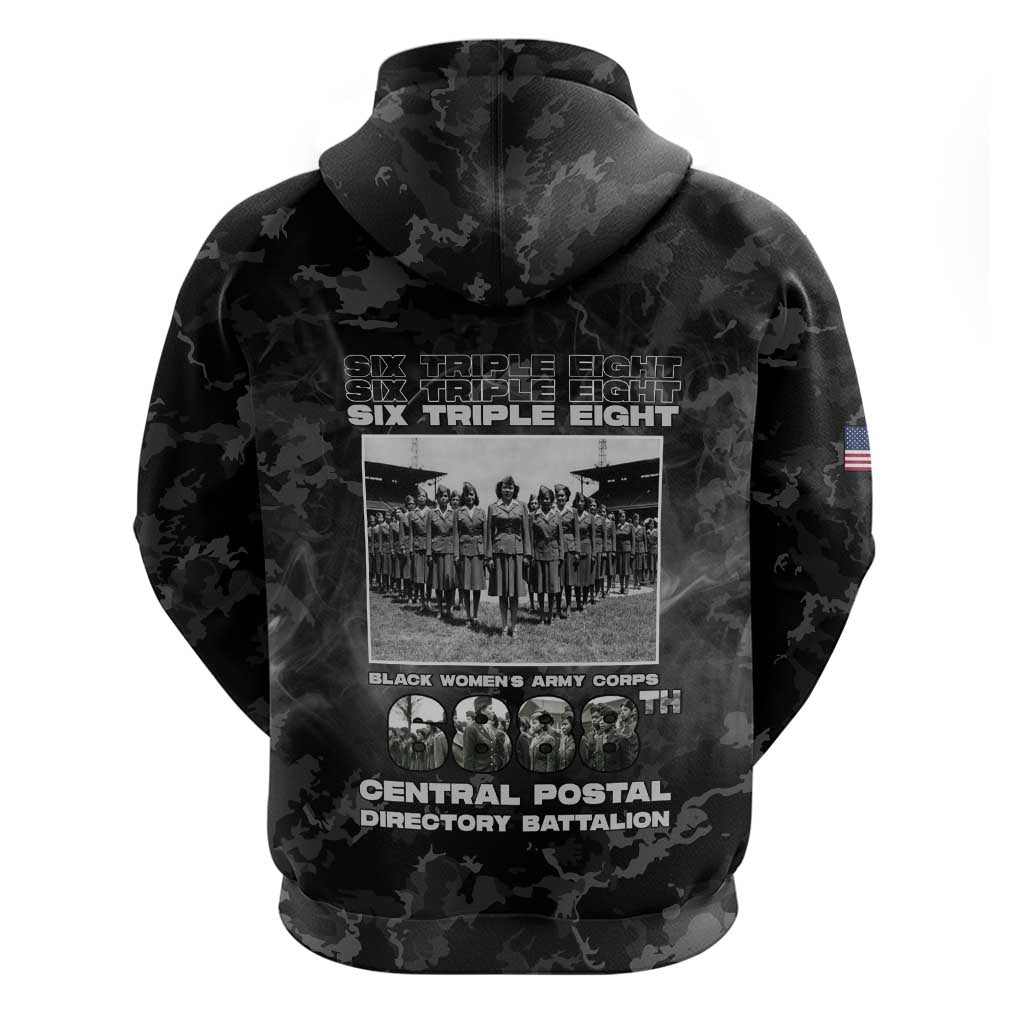 African American Heroes Zip Hoodie Six Triple Eight - Camo Style
