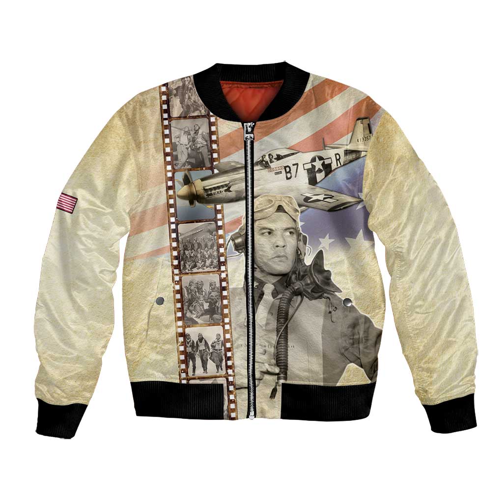 Tuskegee Airmen Bomber Jacket Red Tail Legacy Film Striped Style