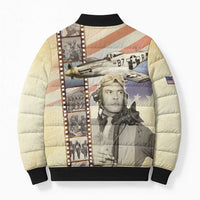 Tuskegee Airmen Bomber Puffer Jacket Red Tail Legacy Film Striped Style