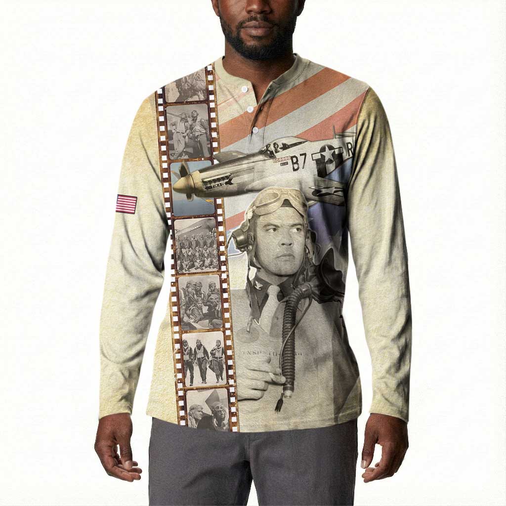Tuskegee Airmen Button Sweatshirt Red Tail Legacy Film Striped Style