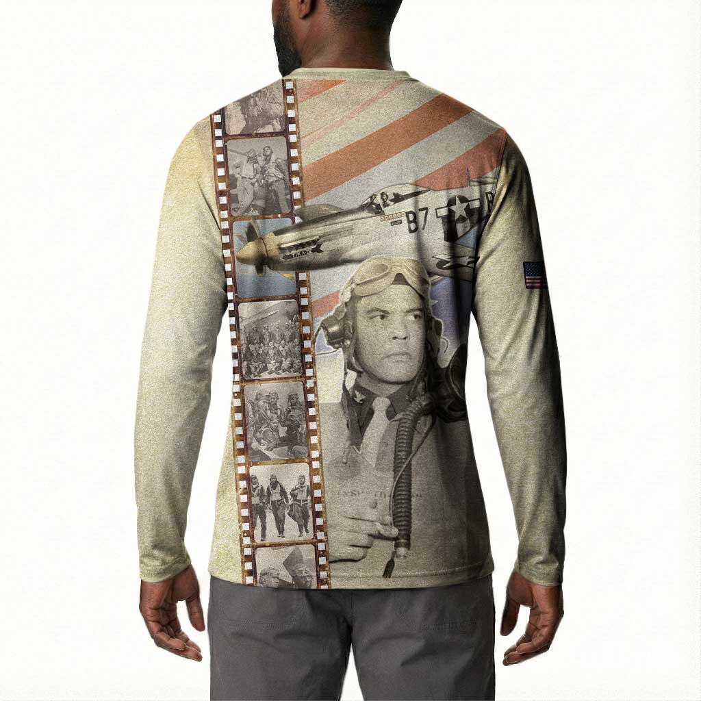 Tuskegee Airmen Button Sweatshirt Red Tail Legacy Film Striped Style