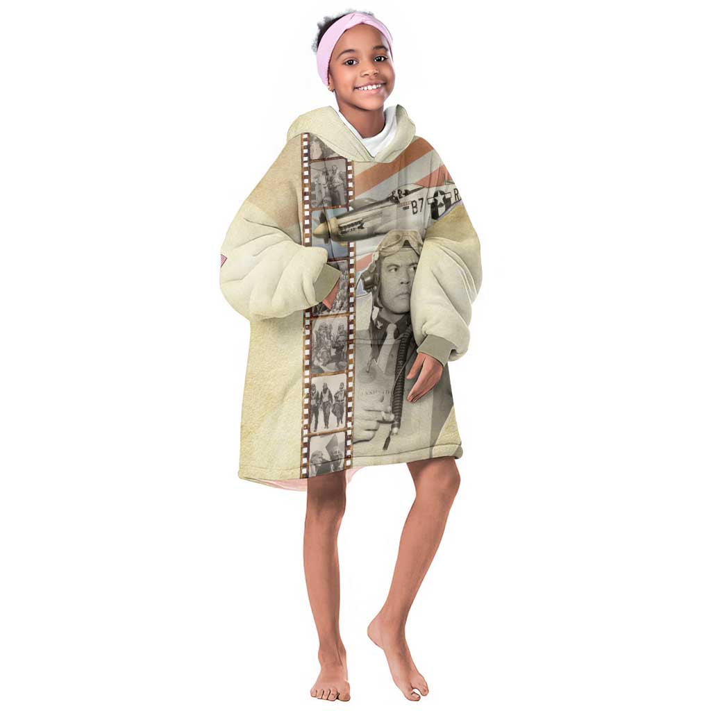 Tuskegee Airmen Kid Wearable Blanket Hoodie Red Tail Legacy Film Striped Style