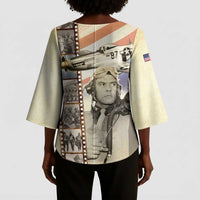 Tuskegee Airmen Kimono Sleeve Blouse Red Tail Legacy Film Striped Style
