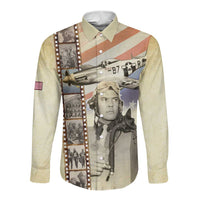 Tuskegee Airmen Long Sleeve Button Shirt Red Tail Legacy Film Striped Style