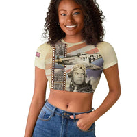 Tuskegee Airmen Raglan Cropped T shirt Red Tail Legacy Film Striped Style