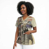 Tuskegee Airmen Scrub Top Red Tail Legacy Film Striped Style