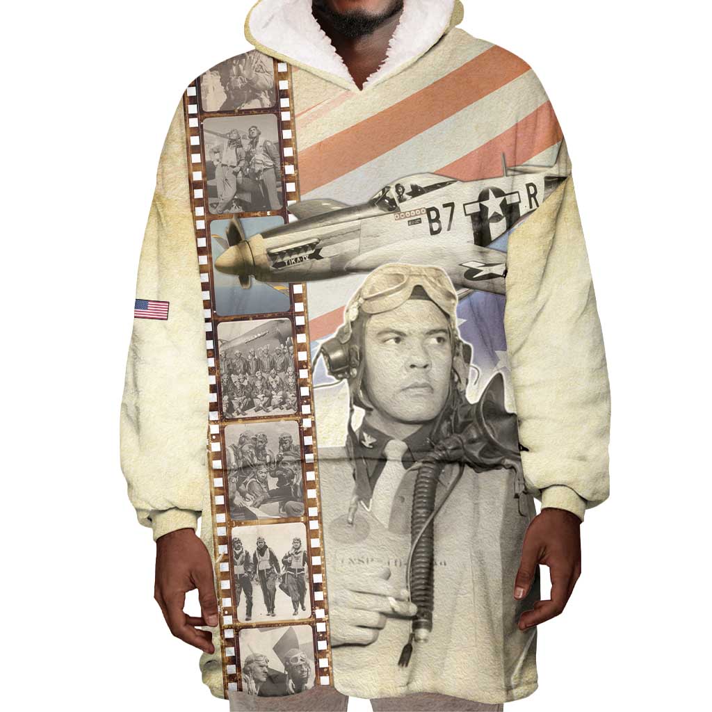 Tuskegee Airmen Wearable Blanket Hoodie Red Tail Legacy Film Striped Style