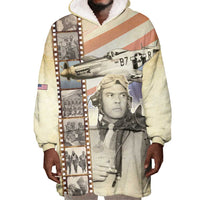Tuskegee Airmen Wearable Blanket Hoodie Red Tail Legacy Film Striped Style