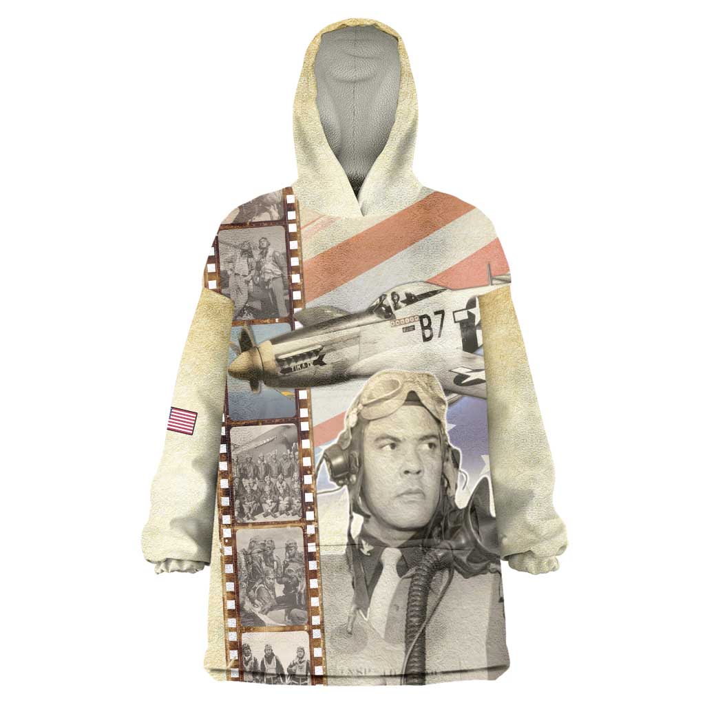 Tuskegee Airmen Wearable Blanket Hoodie Red Tail Legacy Film Striped Style