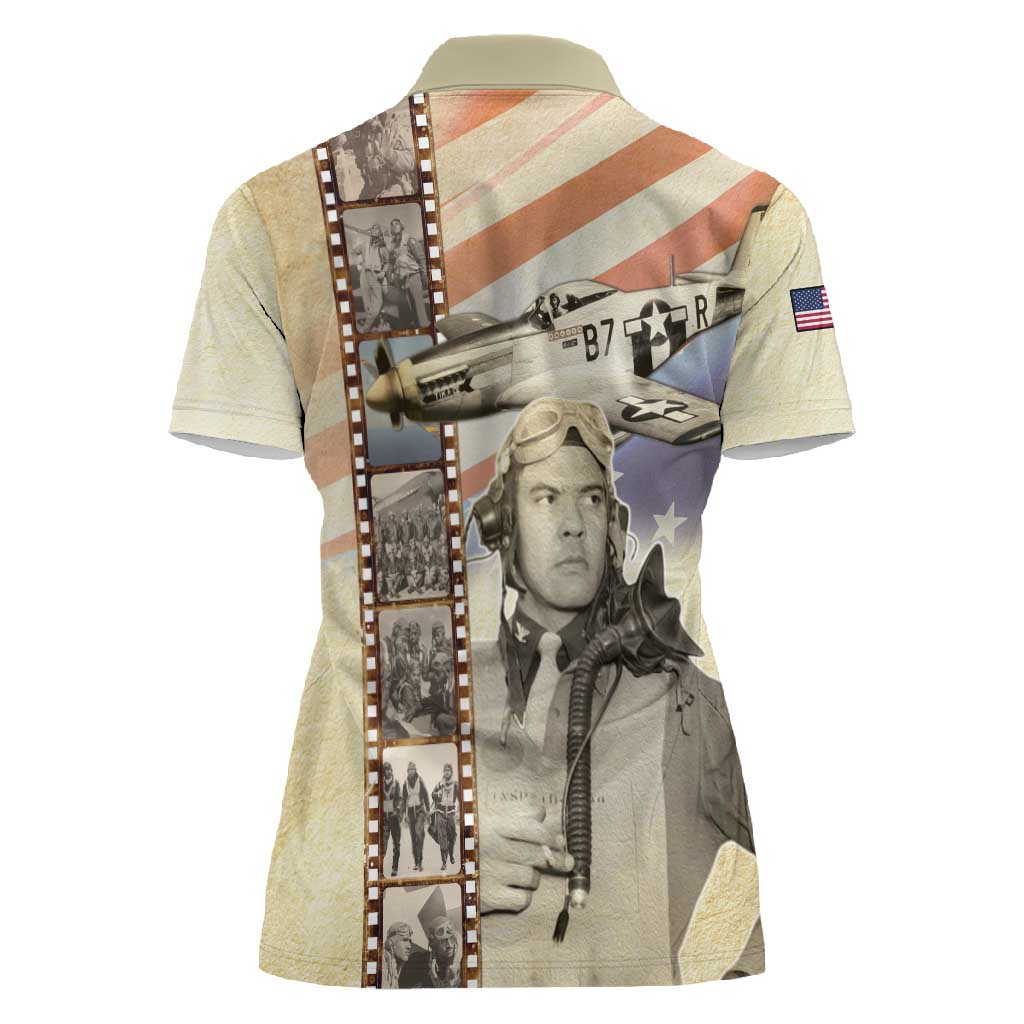 Tuskegee Airmen Women Polo Shirt Red Tail Legacy Film Striped Style