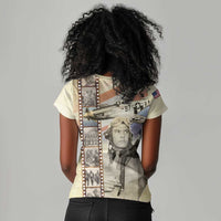 Tuskegee Airmen Women V-Neck T-Shirt Red Tail Legacy Film Striped Style