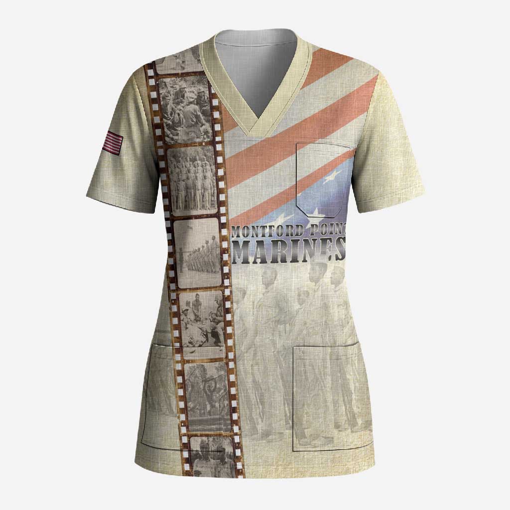 Montford Point Marines Scrub Top The First Black US Marines Film Striped Style