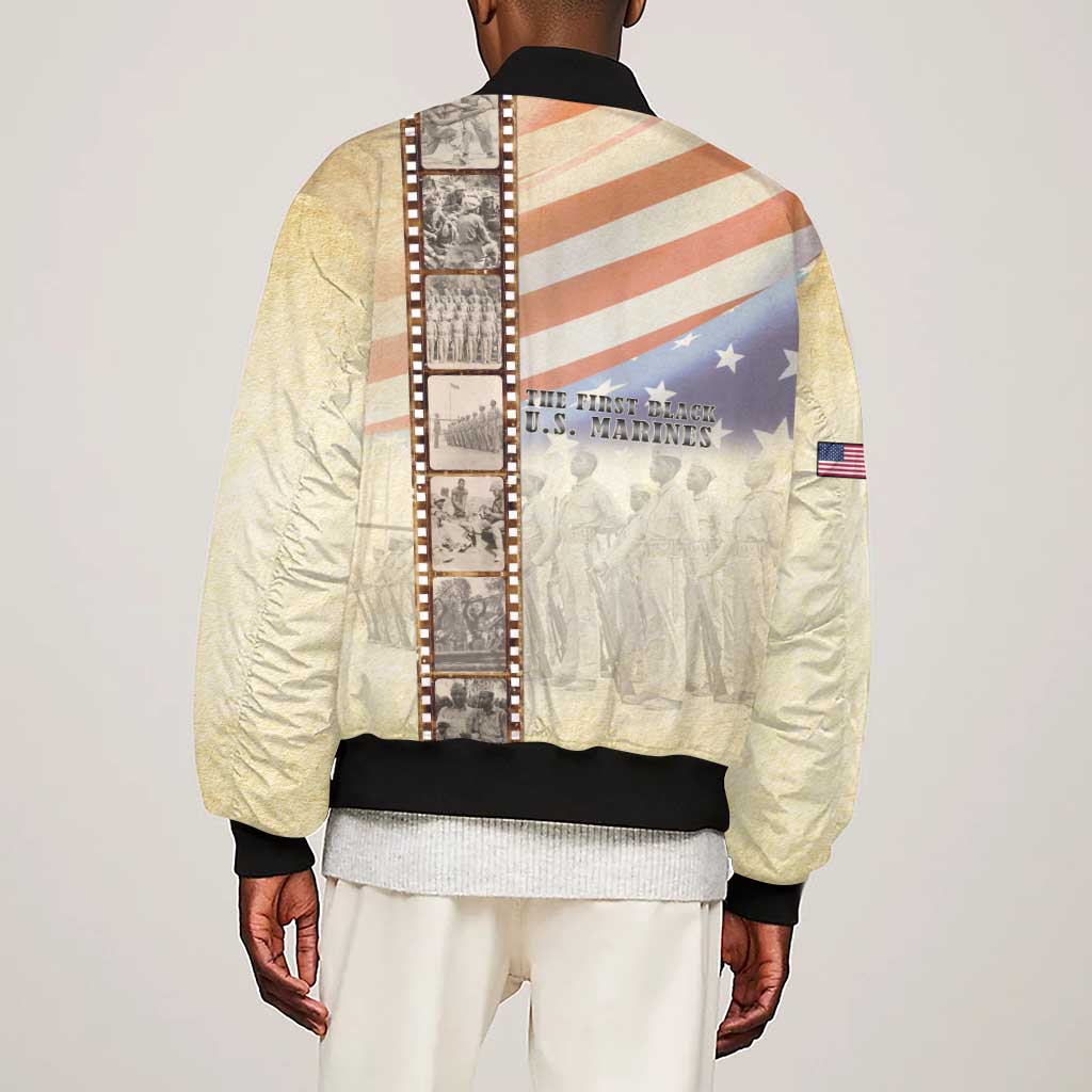 Montford Point Marines Sleeve Zip Bomber Jacket The First Black US Marines Film Striped Style