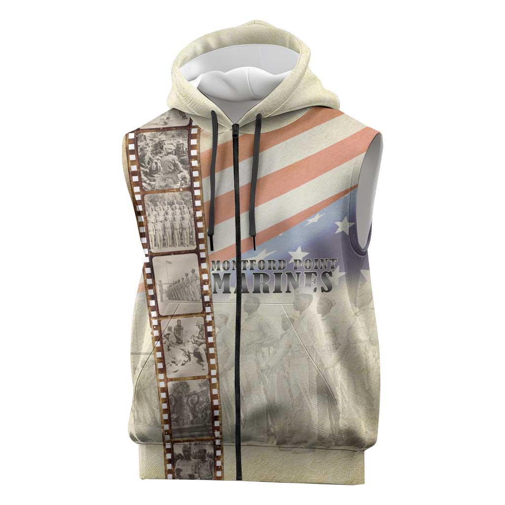 Montford Point Marines Sleeveless Zip Hoodie The First Black US Marines Film Striped Style