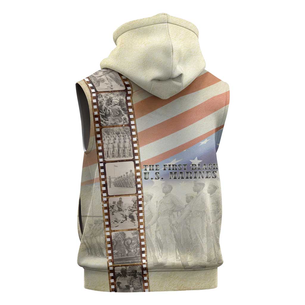 Montford Point Marines Sleeveless Zip Hoodie The First Black US Marines Film Striped Style