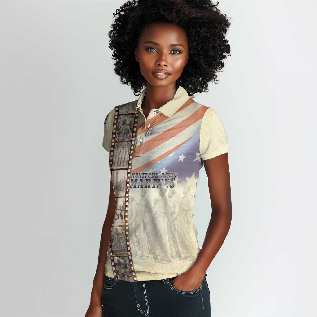 Montford Point Marines Women Polo Shirt The First Black US Marines Film Striped Style