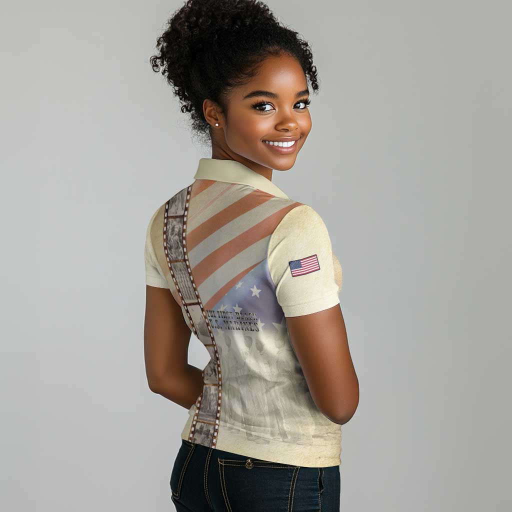 Montford Point Marines Women Polo Shirt The First Black US Marines Film Striped Style