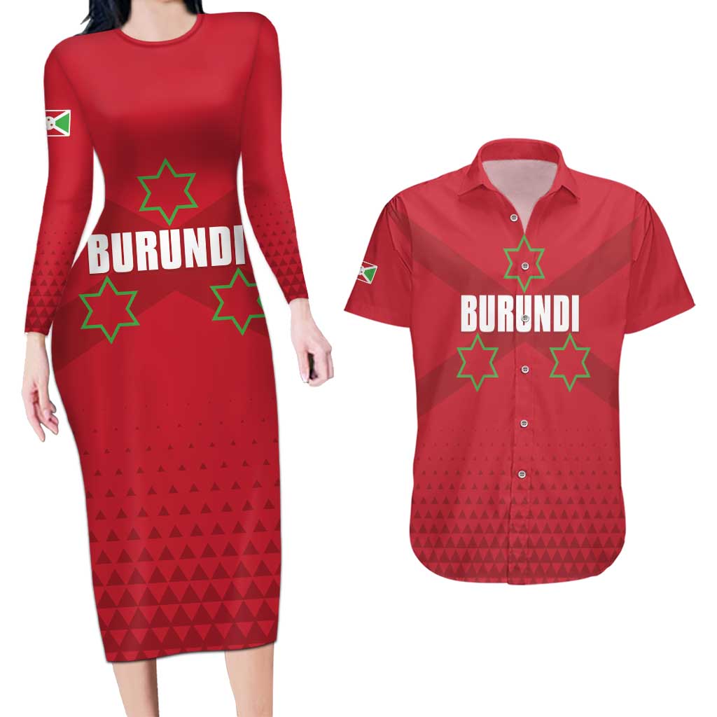 Custom Burundi Football Couples Matching Long Sleeve Bodycon Dress and Hawaiian Shirt Come On Intamba
