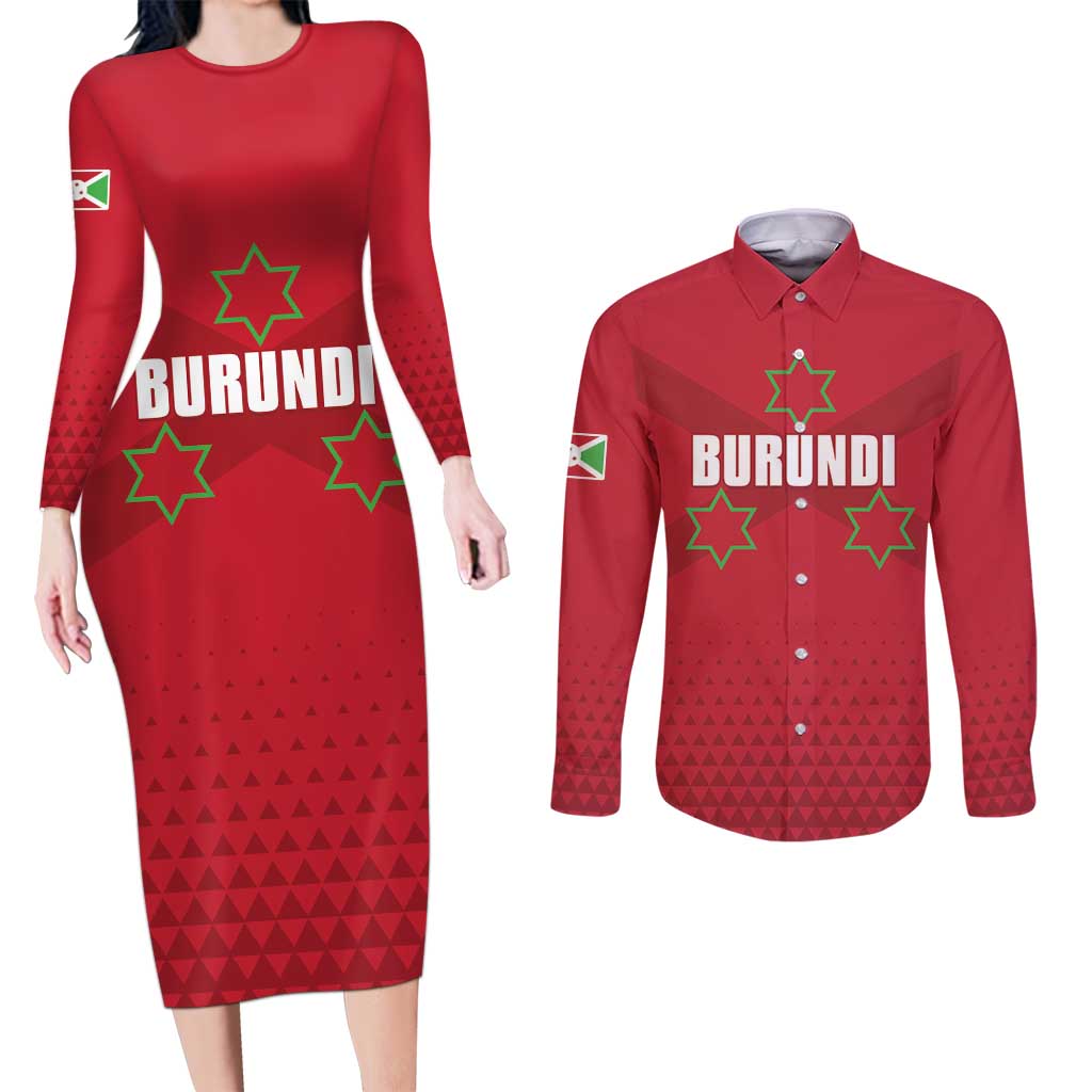 Custom Burundi Football Couples Matching Long Sleeve Bodycon Dress and Long Sleeve Button Shirt Come On Intamba