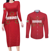 Custom Burundi Football Couples Matching Long Sleeve Bodycon Dress and Long Sleeve Button Shirt Come On Intamba