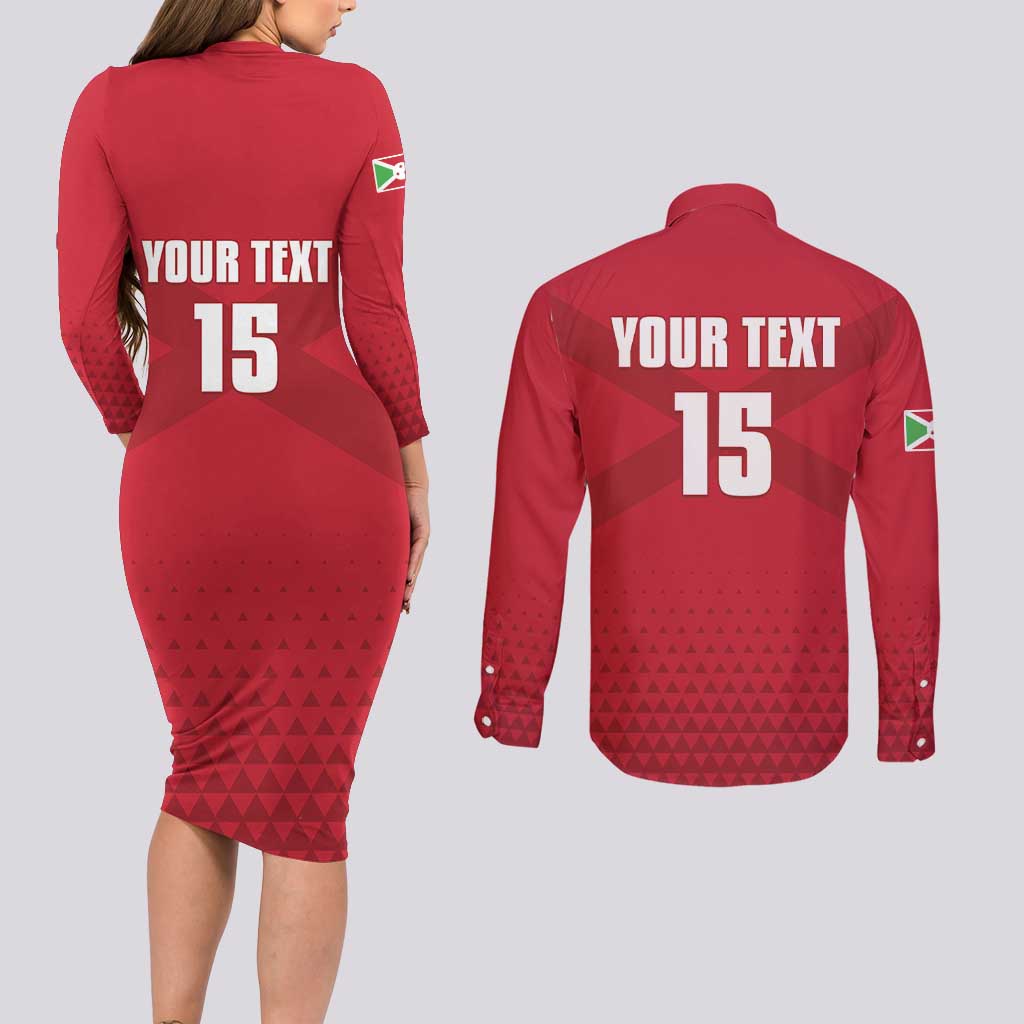 Custom Burundi Football Couples Matching Long Sleeve Bodycon Dress and Long Sleeve Button Shirt Come On Intamba