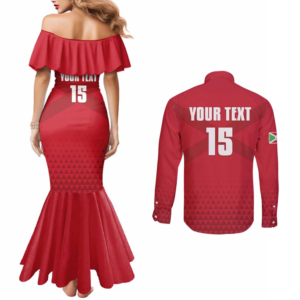 Custom Burundi Football Couples Matching Mermaid Dress and Long Sleeve Button Shirt Come On Intamba