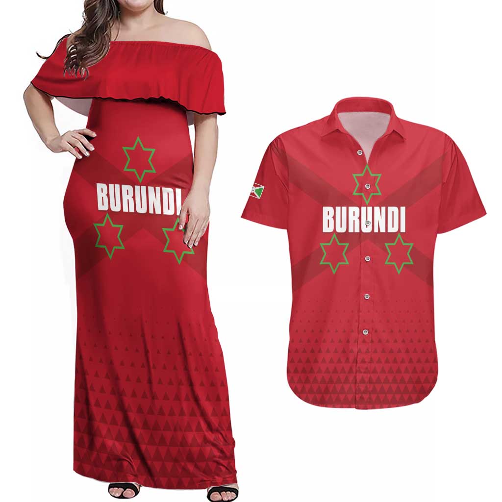 Custom Burundi Football Couples Matching Off Shoulder Maxi Dress and Hawaiian Shirt Come On Intamba