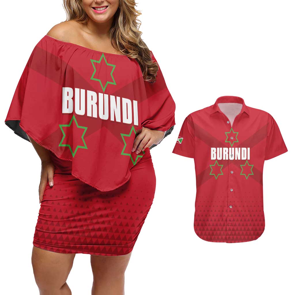 Custom Burundi Football Couples Matching Off Shoulder Short Dress and Hawaiian Shirt Come On Intamba