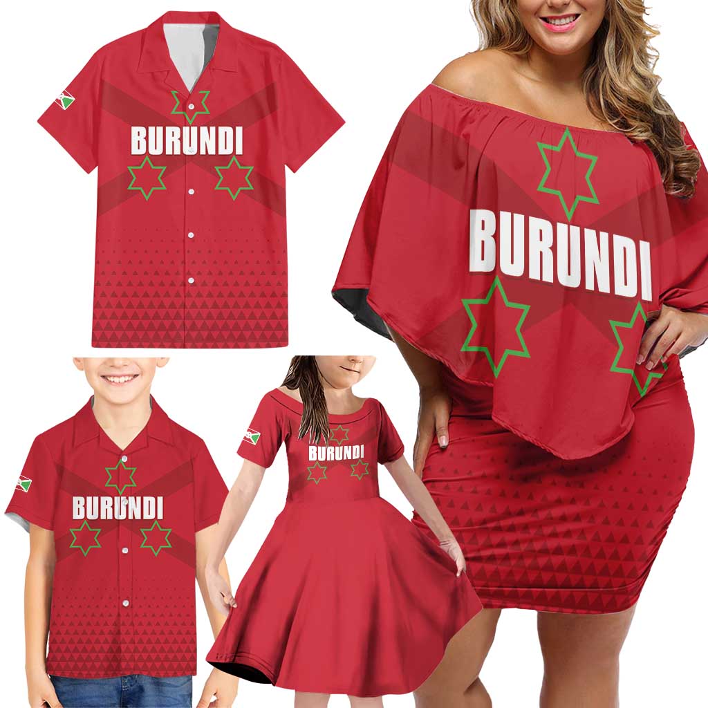 Custom Burundi Football Family Matching Off Shoulder Short Dress and Hawaiian Shirt Come On Intamba