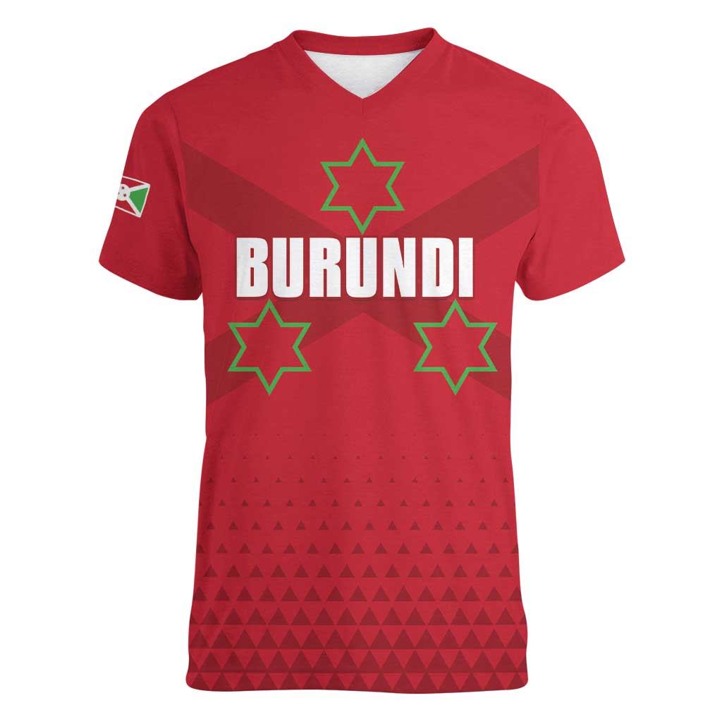 Custom Burundi Football Women V-Neck T-Shirt Come On Intamba