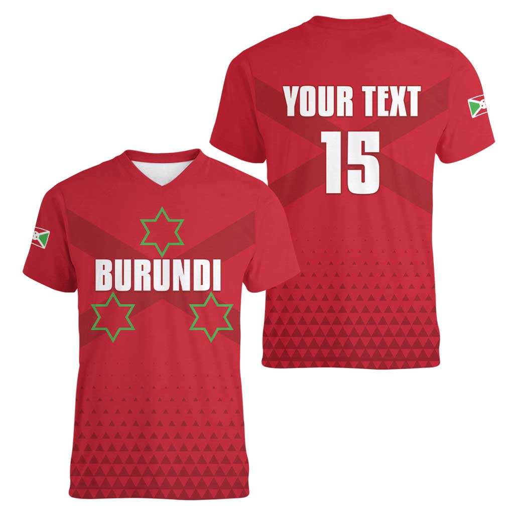 Custom Burundi Football Women V-Neck T-Shirt Come On Intamba