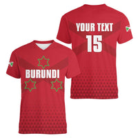 Custom Burundi Football Women V-Neck T-Shirt Come On Intamba