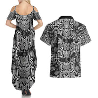 African Snake Skin Pattern Couples Matching Summer Maxi Dress and Hawaiian Shirt