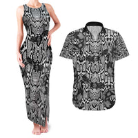 African Snake Skin Pattern Couples Matching Tank Maxi Dress and Hawaiian Shirt
