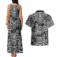 African Snake Skin Pattern Couples Matching Tank Maxi Dress and Hawaiian Shirt