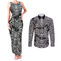 African Snake Skin Pattern Couples Matching Tank Maxi Dress and Long Sleeve Button Shirt