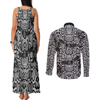 African Snake Skin Pattern Couples Matching Tank Maxi Dress and Long Sleeve Button Shirt