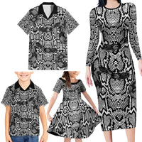 African Snake Skin Pattern Family Matching Long Sleeve Bodycon Dress and Hawaiian Shirt