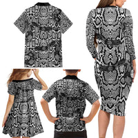 African Snake Skin Pattern Family Matching Long Sleeve Bodycon Dress and Hawaiian Shirt